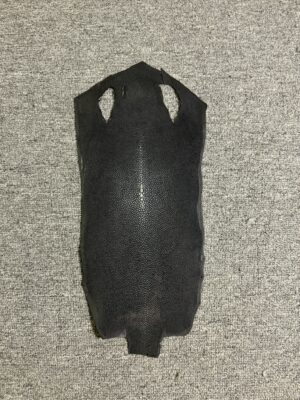 7 Inch Black Long Shape Polished Soft Stingray Leather