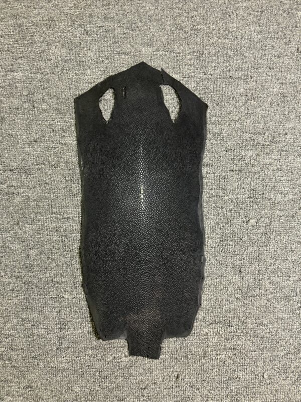 7 Inch Black Long Shape Polished Soft Stingray Leather