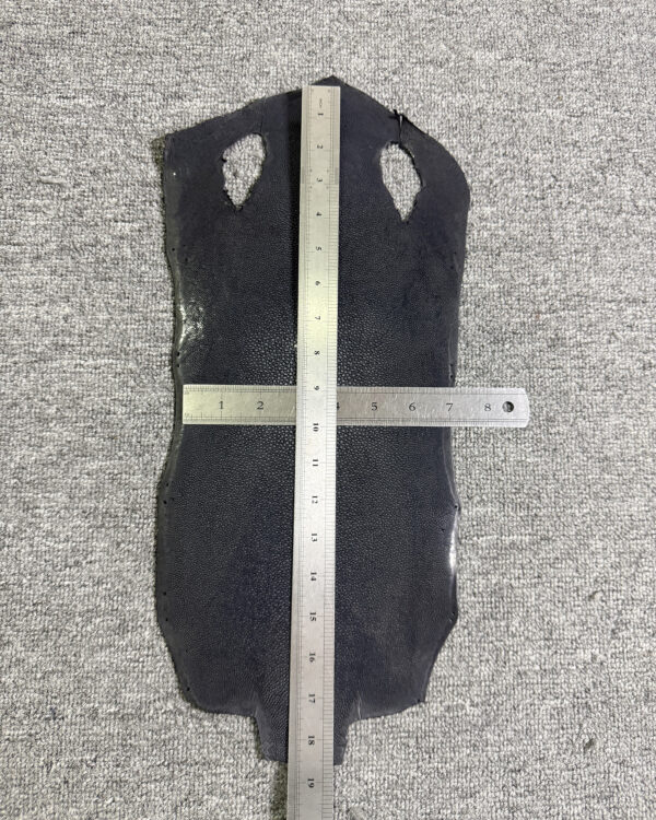 7 Inch Black Long Shape Polished Soft Stingray Leather