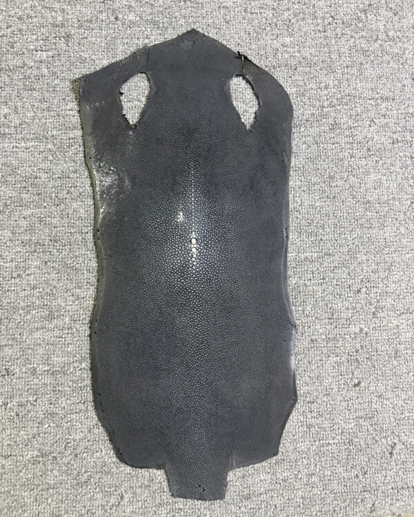 7 Inch Black Long Shape Polished Soft Stingray Leather