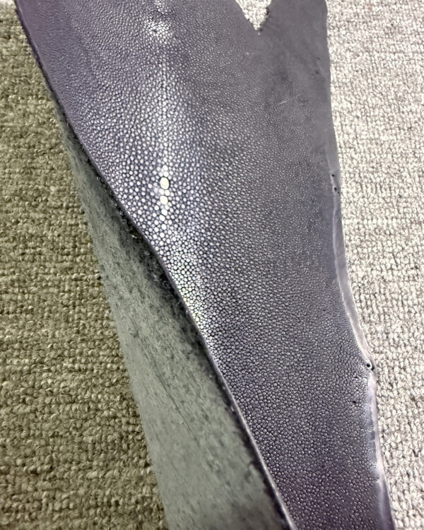 7 Inch Black Long Shape Polished Soft Stingray Leather