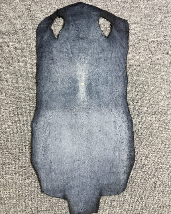 7 Inch Black Long Shape Polished Soft Stingray Leather