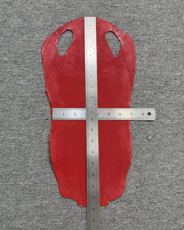 Red Long Shape Soft Stingray Leather (Unpolished)