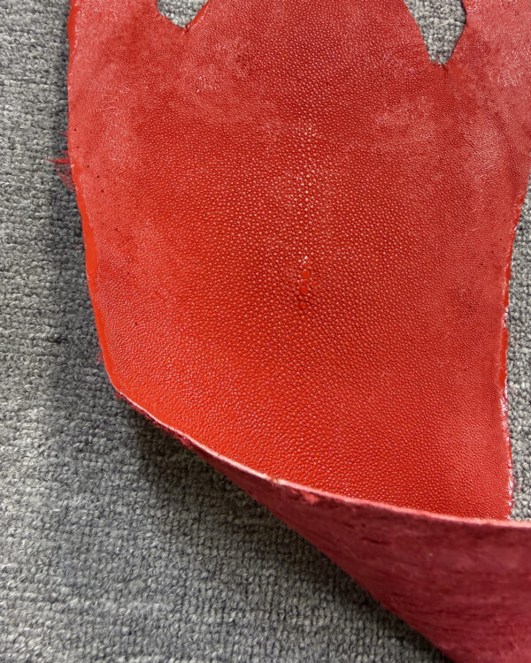 Red Long Shape Soft Stingray Leather (Unpolished)