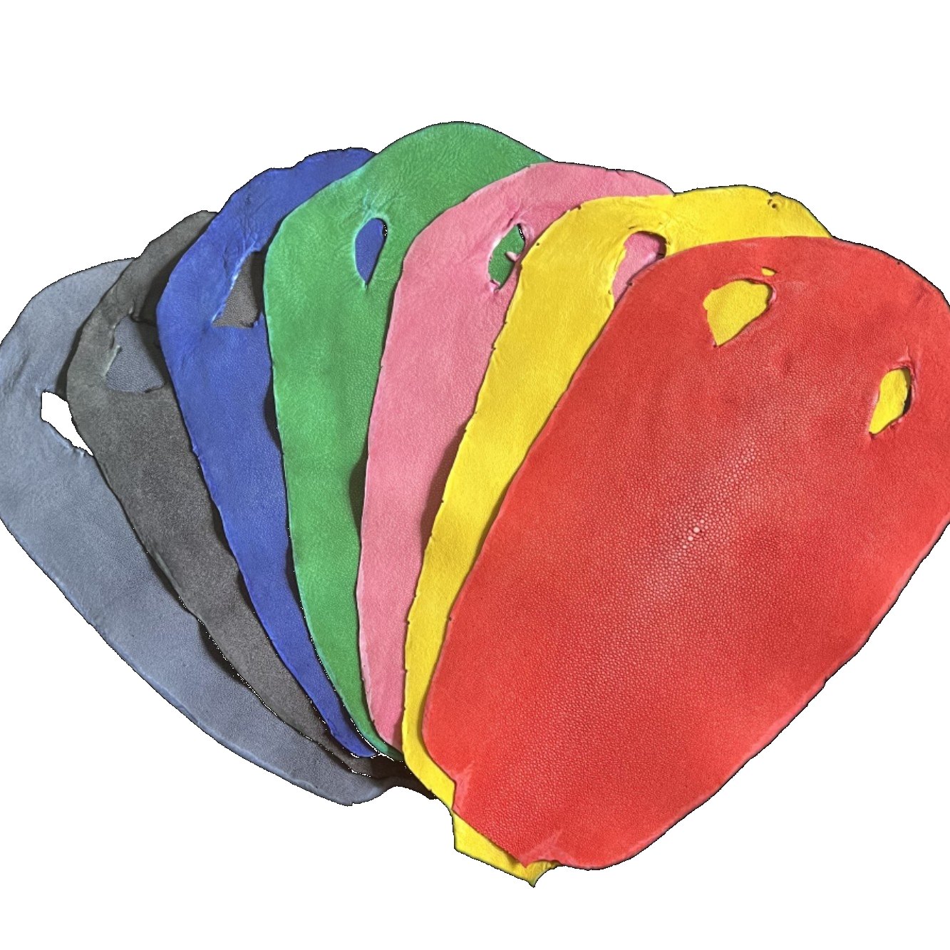 Dyed stingray leather color options for custom craft projects